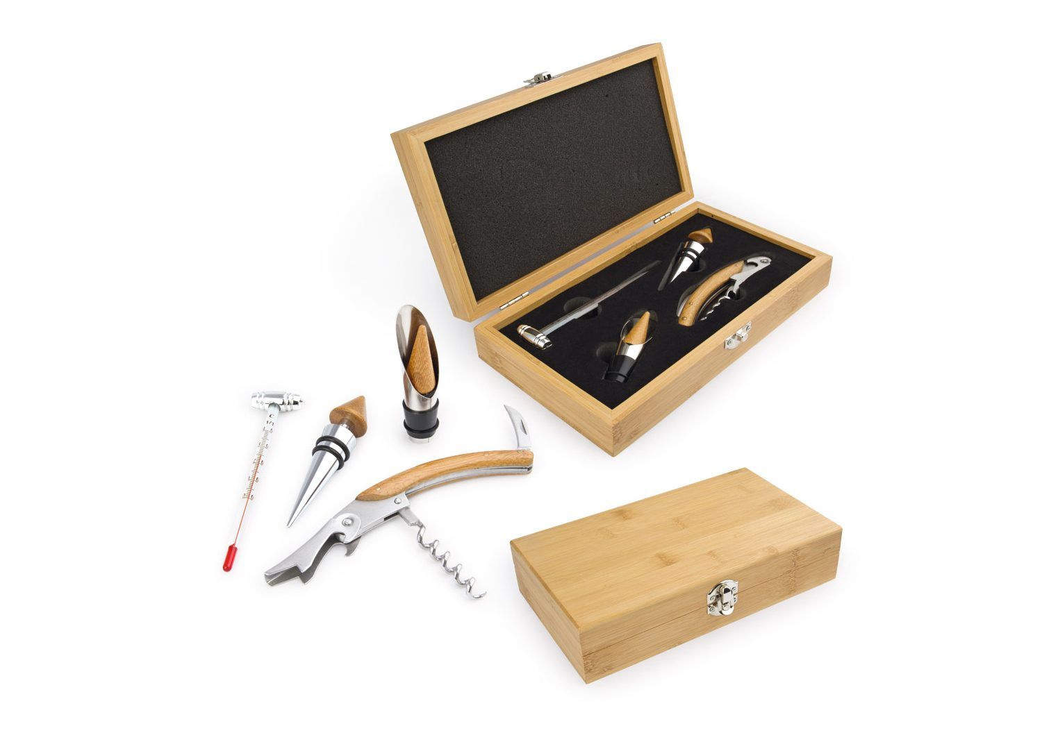 Caja de Bambú 4 Accesorios